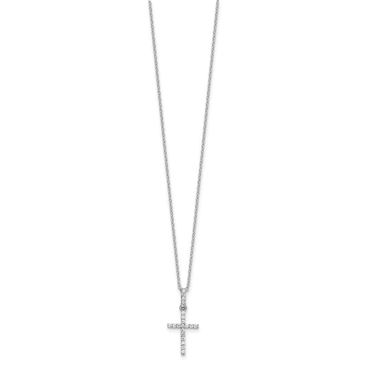 Sterling Silver Rhodium-plated CZ Cross 20in Necklace