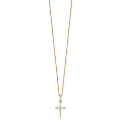 Sterling Silver Gold-tone CZ Cross 18in Necklace