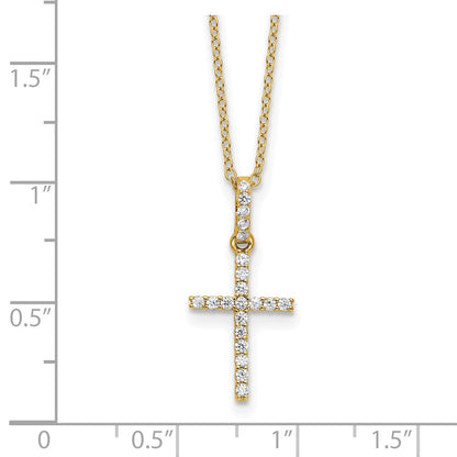 Sterling Silver Gold-tone CZ Cross 18in Necklace