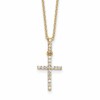 Sterling Silver Gold-tone CZ Cross 18in Necklace