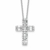 Sterling Silver Rhodium-plated Baguette CZ Cross 18in Necklace