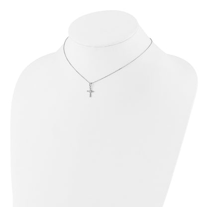 Sterling Silver Rhodium-plated CZ 13in w/2in ext. Necklace