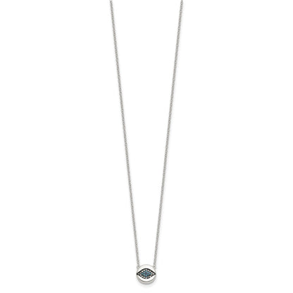 SS Multi Color CZ Evil Eye 16in w/2in ext Necklace