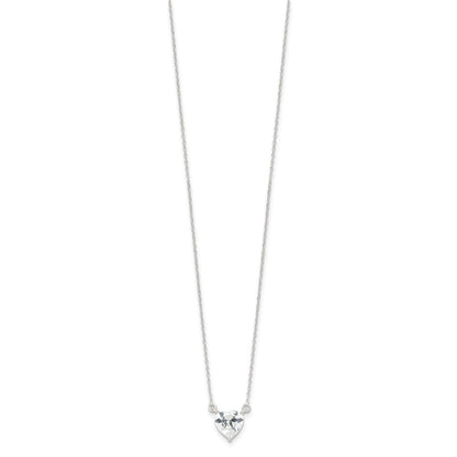 Sterling Silver Polished Heart CZ Necklace