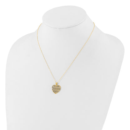Affordable Expressions Sterling Silver Gold-tone Heart with White Rhodium Diamond-cut Accent 16 Inch Necklace with 2 inch extension