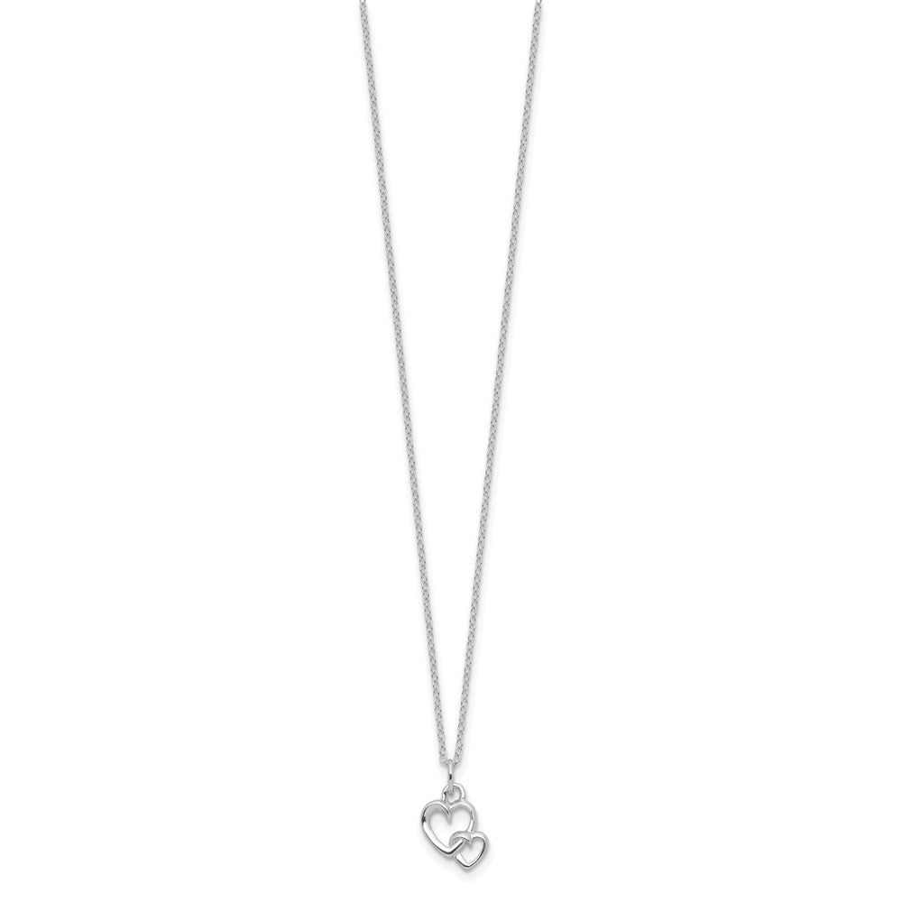 Sterling Silver RH-plated  Intertwined Heart 16in w/2in ext Necklace