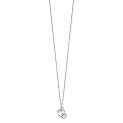 Sterling Silver RH-plated  Intertwined Heart 16in w/2in ext Necklace