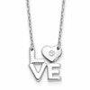 Sterling Silver Rhodium-plated CZ LOVE 16in w/2in ext. Necklace