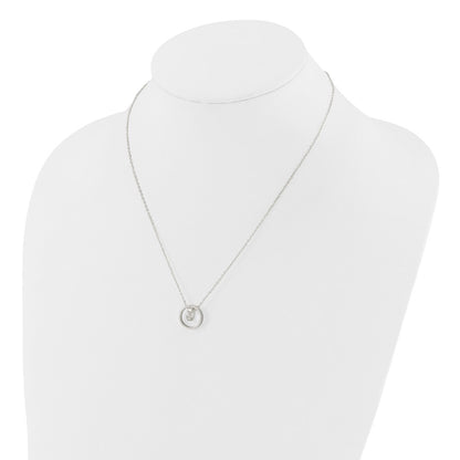 Sterling Silver E-Coating Double Circle 16in w/2in ext Necklace