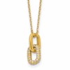 Sterling Silver Gold-plated Micro-Pave CZ Link Pendant 16 inch with 2 inch Extension Necklace