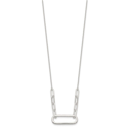 Sterling Silver E-coated Large Paperclip Link Center 17.5in Necklace
