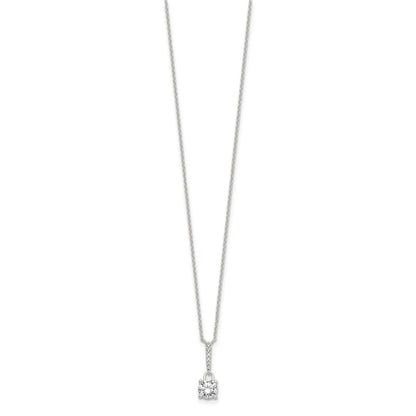 Sterling Silver E-coated CZ 17.75in Necklace