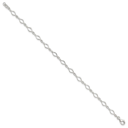Sterling Silver 10inch Solid Polished Fancy Link Anklet