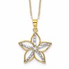 Affordable Expressions Sterling Silver Gold-tone with White Rhodium Diamond-cut Accent Flower Pendant 16 Inch Necklace with 2 inch extension