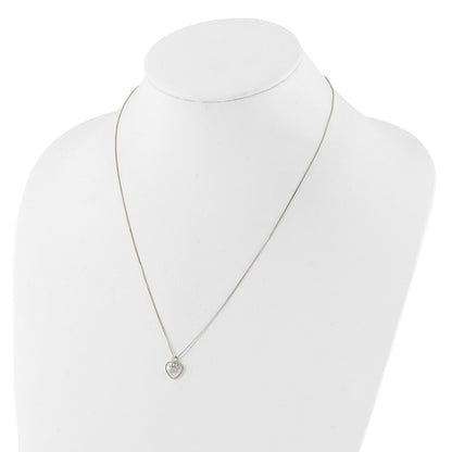 Sterling Silver Rhod-plated MOP/CZ Paw w/2IN Ext Necklace