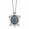 Sterling Silver Rhodium-plated and Black Rhodium CZ Turtle 16 inch with a 2 inch extention Necklace
