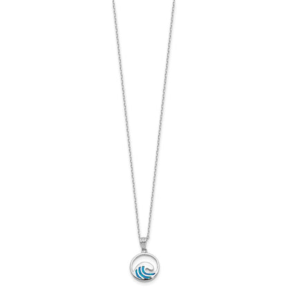Sterling Silver RH-pl Cr.Opal Wave 16in Necklace w/2in ext/Earring Set