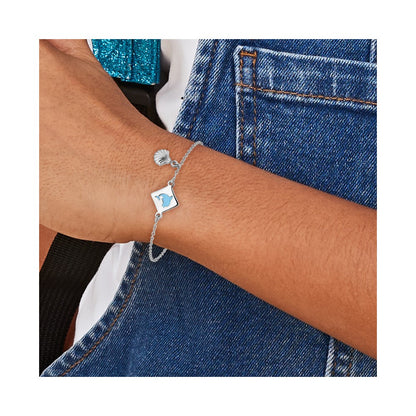 Sterling Silver Polished Enameled Dolphin Seashell Children's 6in Bracelet