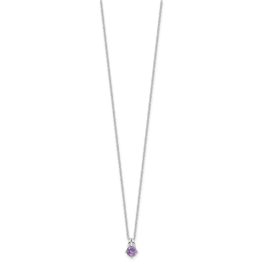 Sterling Silver Rhodium-plated .45AM Amethyst 16in w/2in ext Necklace