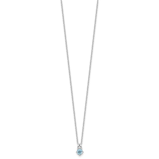 Sterling Silver Rhodium-plated .59BT Blue Topaz 16in w/2in ext Necklace