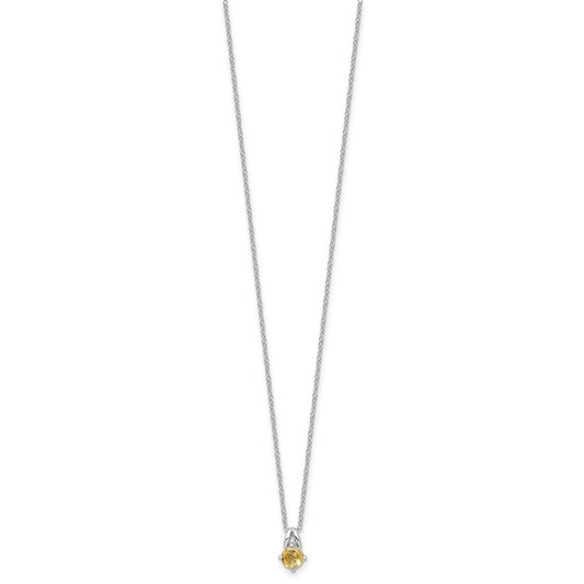 Sterling Silver Rhodium-plated .45CI Citrine 16in w/2in ext Necklace