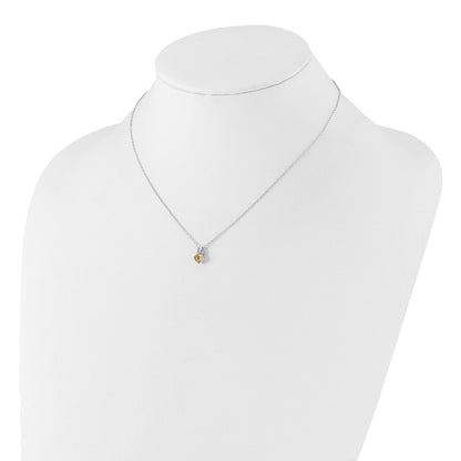 Sterling Silver Rhodium-plated .45CI Citrine 16in w/2in ext Necklace