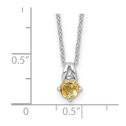 Sterling Silver Rhodium-plated .45CI Citrine 16in w/2in ext Necklace