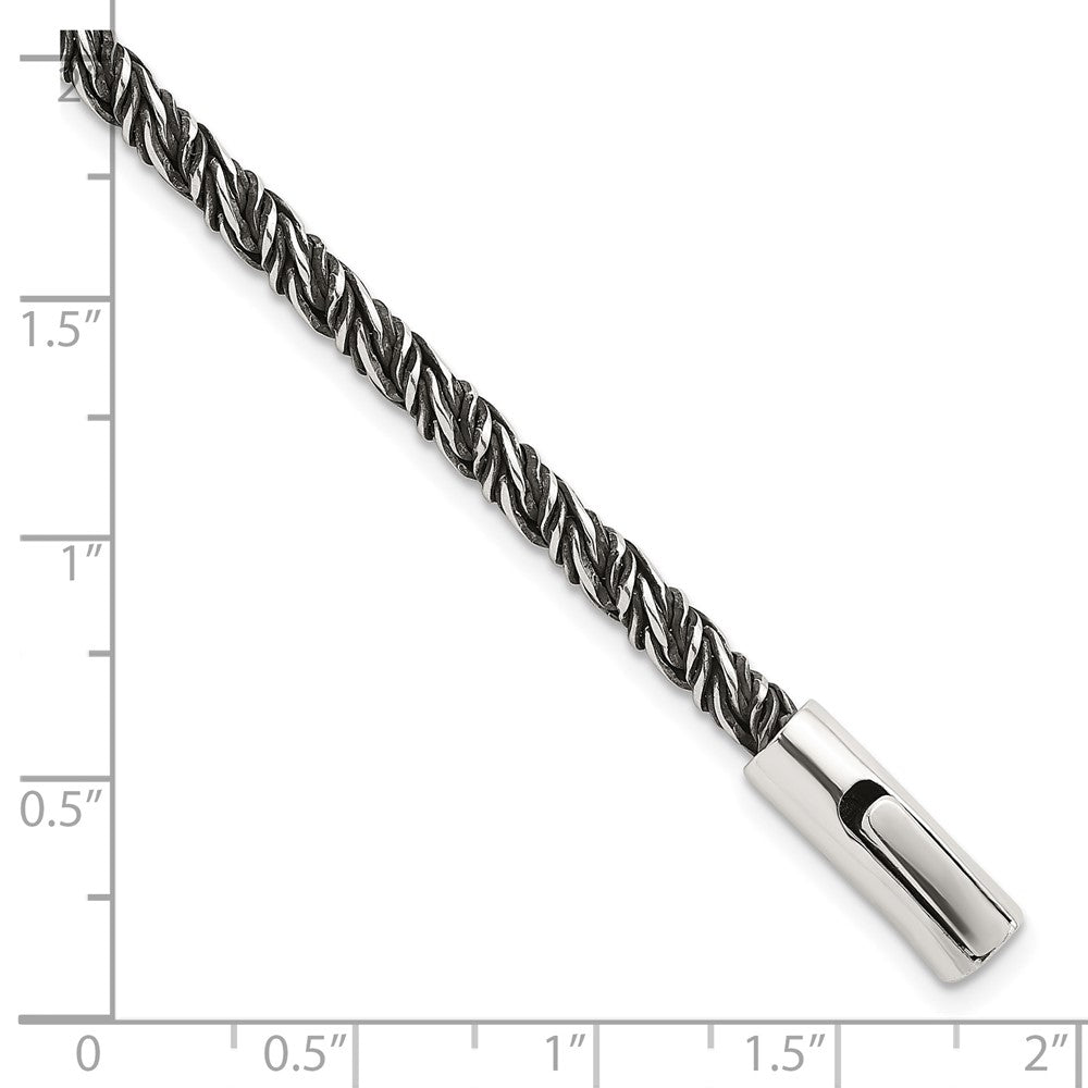 Sterling Silver Antiqued Polished 3.75mm Twisted Franco Chain 8 inch Bracelet