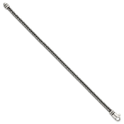 Sterling Silver Antiqued Polished 4.25mm Franco Chain 8 inch Bracelet