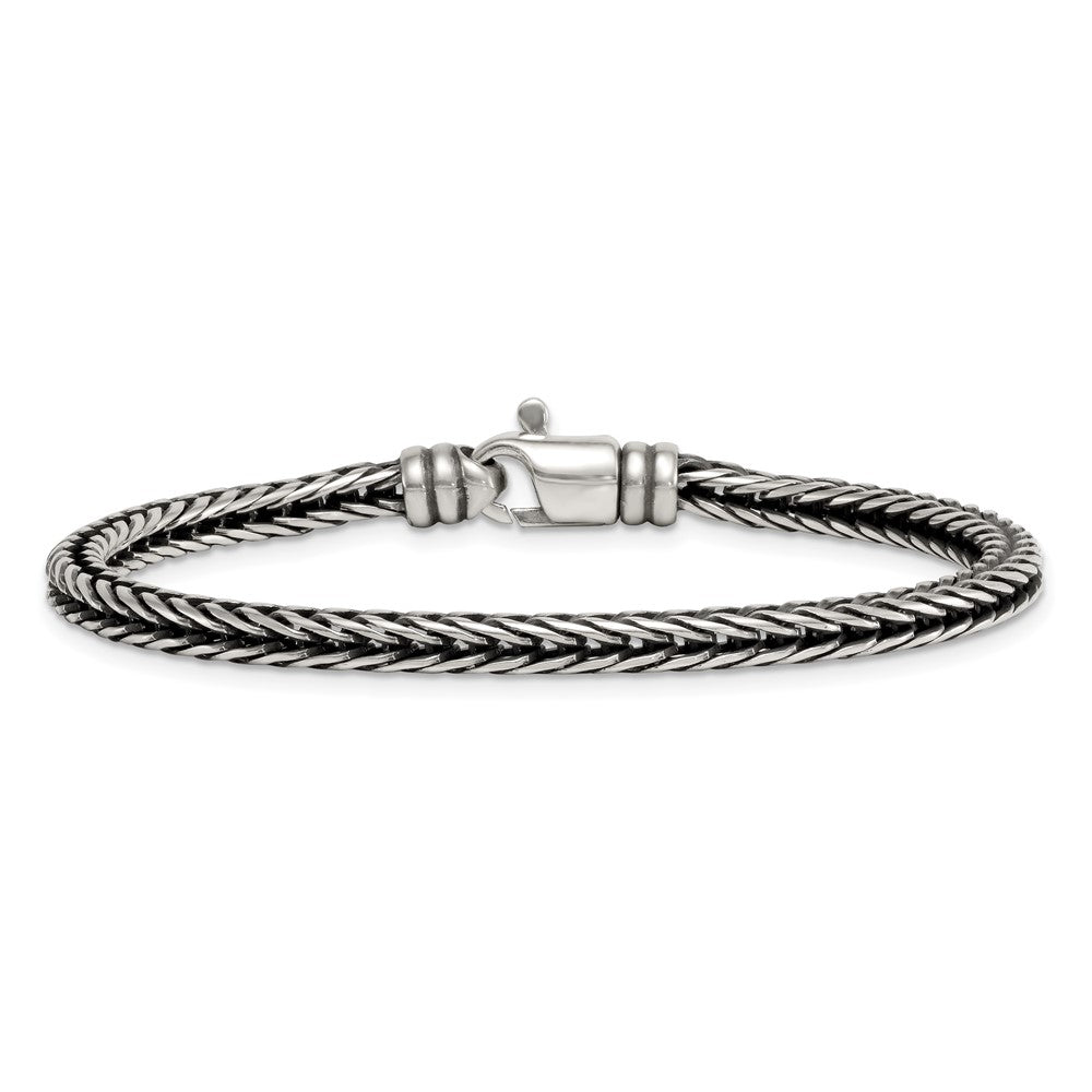 Sterling Silver Antiqued Polished 4.25mm Franco Chain 8 inch Bracelet