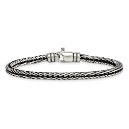 Sterling Silver Antiqued Polished 4.25mm Franco Chain 8 inch Bracelet