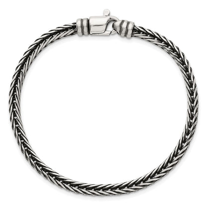 Sterling Silver Antiqued Polished 4.25mm Franco Chain 8 inch Bracelet