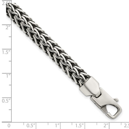 Sterling Silver Antiqued Polished 8.25mm Fancy Chain 7.75 inch Bracelet