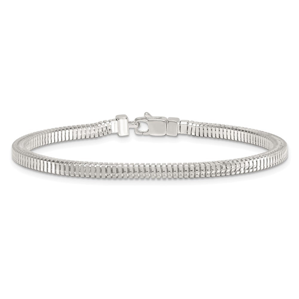 Sterling Silver Polished Fancy 3.5mm Square Snake Link 8 Inch Bracelet