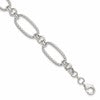 Sterling Silver Polished and Twisted Fancy Oval Link 7.5 inch Bracelet