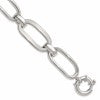 Sterling Silver Polished Long Oval and Round Link 7.5 inch Bracelet