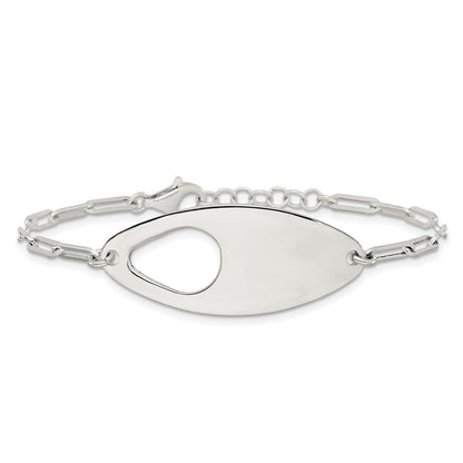 Sterling Silver Fancy Geometric Center with Paperclip Link 7 inch with 0.5 inch Extension Bracelet