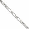 Sterling Silver Polished Mixed Curb Link 6.75 Inch with 1 Inch Extension Bracelet