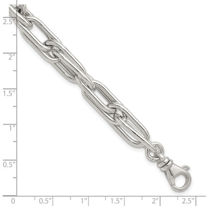 Sterling Silver Polished Oval Double Link 7.5 inch with 1 inch Extender Bracelet