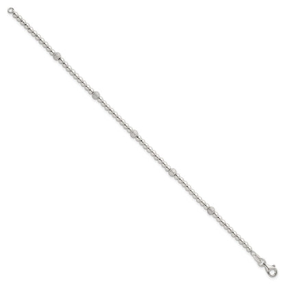 Sterling Silver Polished and Textured Beaded 7.5 inch 5-Station Bracelet