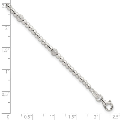 Sterling Silver Polished and Textured Beaded 7.5 inch 5-Station Bracelet