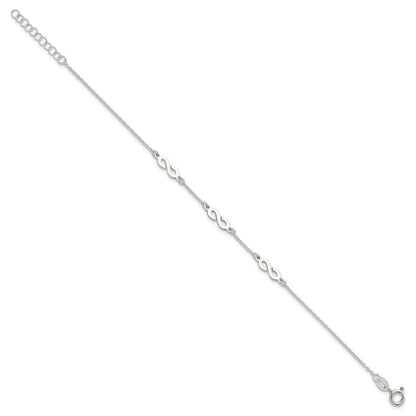Sterling Silver Polished Infinity 7 inch with 1 inch Extension Bracelet