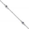 Sterling Silver Polished Blue and White CZ Evil Eye 7 Inch with 1 Inch Extension Bracelet