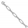 Sterling Silver Rhodium-plated Polished CZ and Paperclip Link 7 Inch with 1 Inch Extension Bracelet