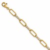 Sterling Silver Gold-tone Polished CZ and Paperclip Link 7 Inch with 1 Inch Extension Bracelet