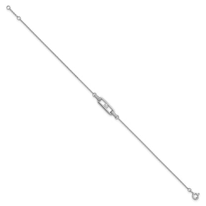 Sterling Silver Rhodium-plated Polished CZ Oval Link 7 inch with 0.5 inch Extender Bracelet