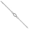 Sterling Silver Rhodium-plated Polished CZ Oval Link 7 inch Bracelet
