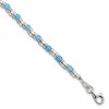 Sterling Silver Polished Blue Agate Beaded 7.5 inch Bracelet