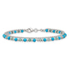 Sterling Silver Green Aventurine and Turquoise Beaded Bracelet