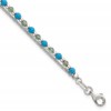 Sterling Silver Polished Green Aventurine and Turquoise Beaded Double Strand 7.5 inch Bracelet